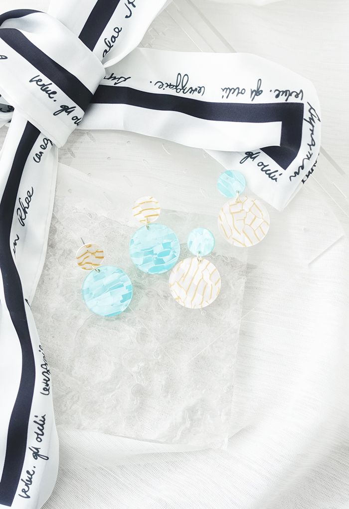 Marble Circle Drop Earrings