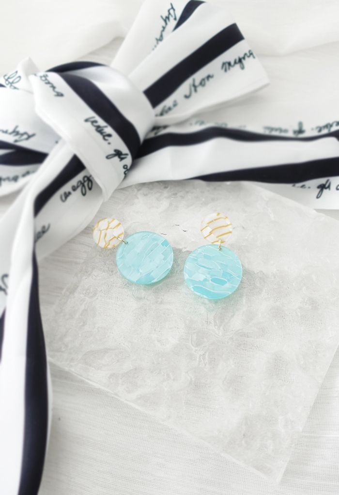 Marble Circle Drop Earrings