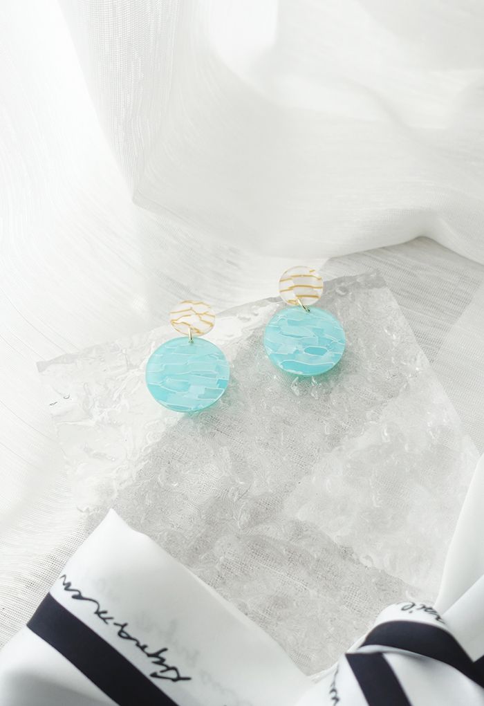Marble Circle Drop Earrings