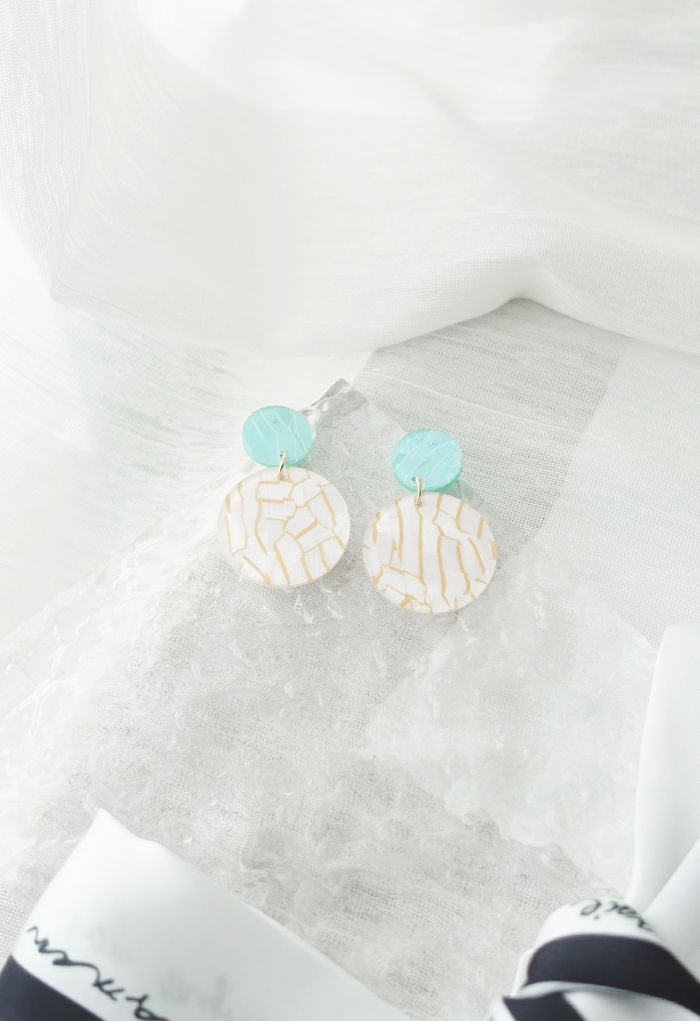 Marble Circle Drop Earrings
