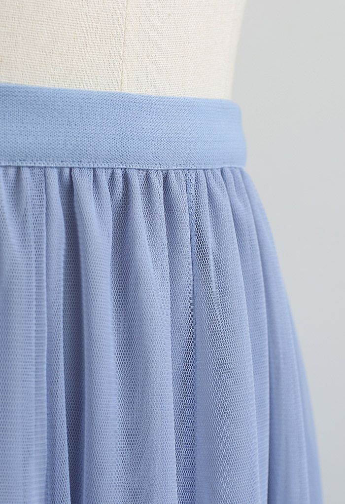 My Secret Garden Tulle Maxi Skirt in Blue