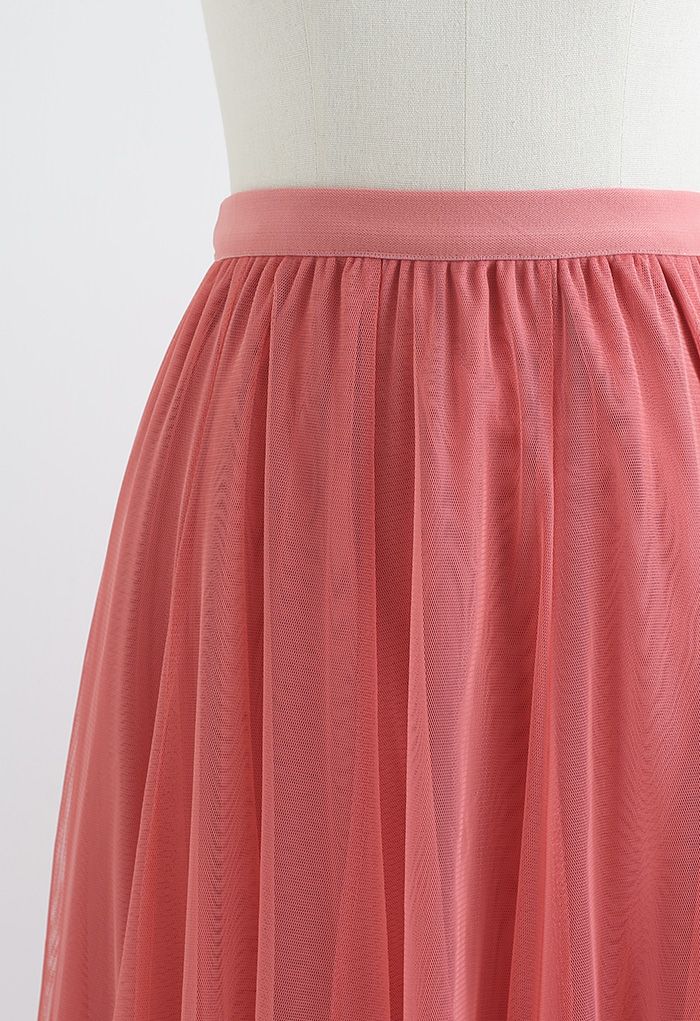 My Secret Garden Tulle Maxi Skirt in Coral
