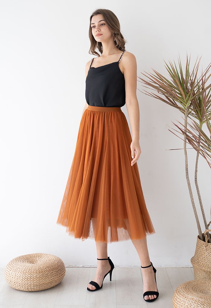 My Secret Garden Tulle Maxi Skirt in Pumpkin Halloween Costumes