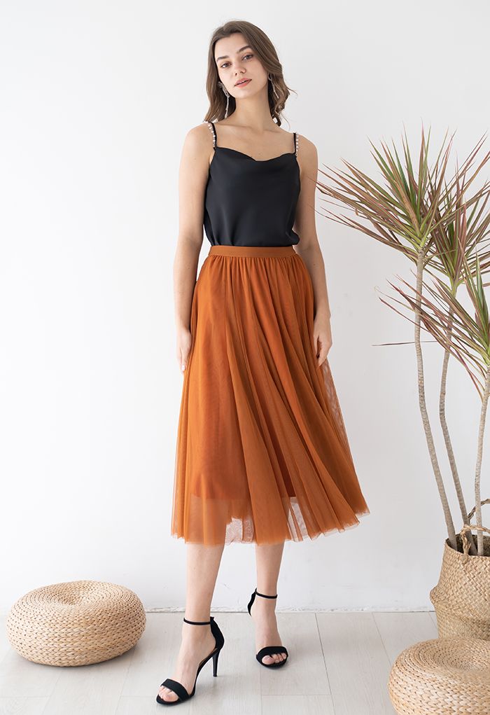 My Secret Garden Tulle Maxi Skirt in Pumpkin Halloween Costumes