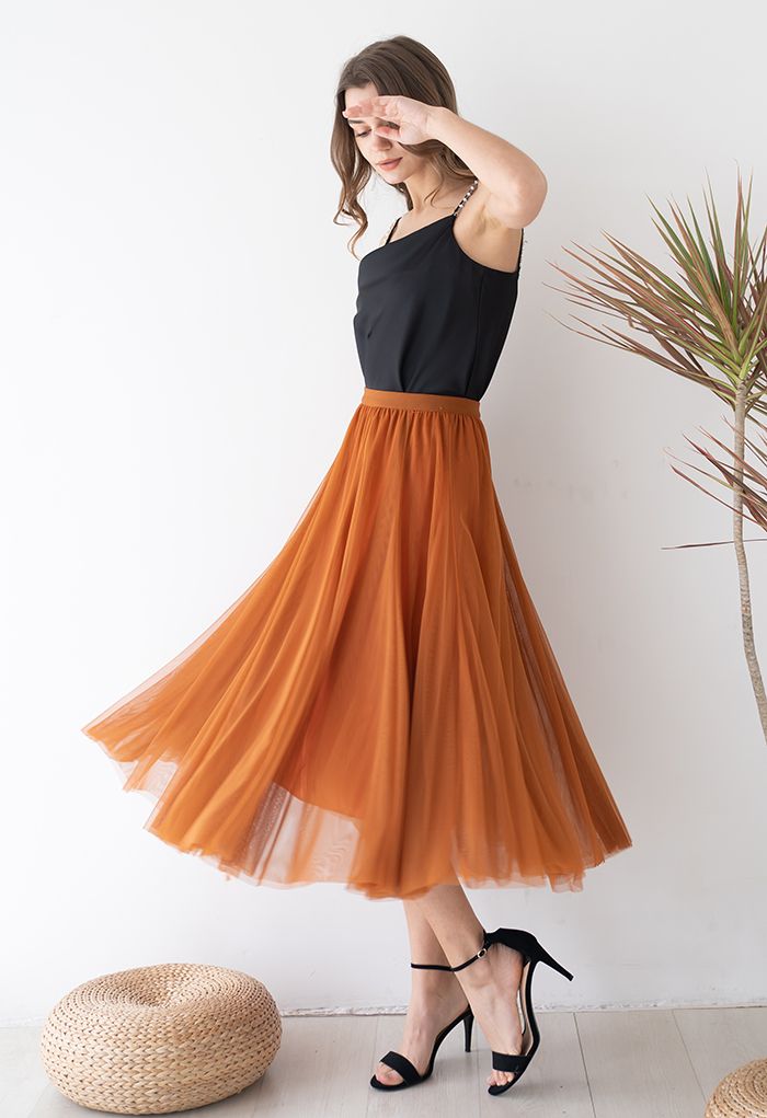 My Secret Garden Tulle Maxi Skirt in Pumpkin Halloween Costumes
