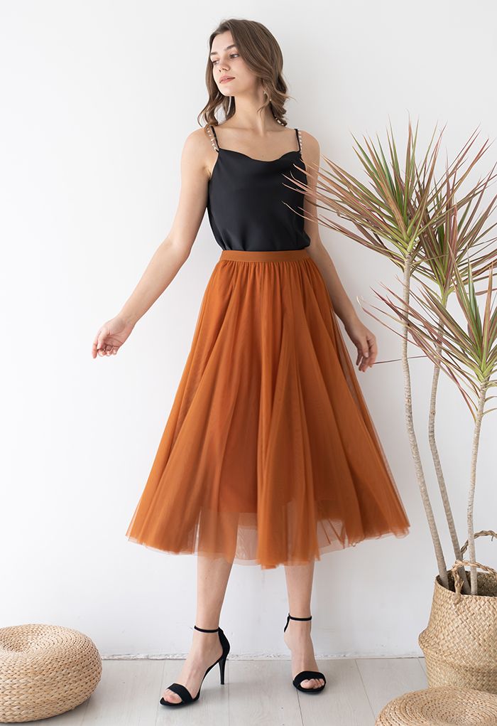 My Secret Garden Tulle Maxi Skirt in Pumpkin Halloween Costumes