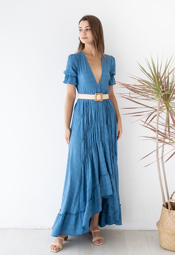 Square Bamboo Buckle Stretchy Straw Belt