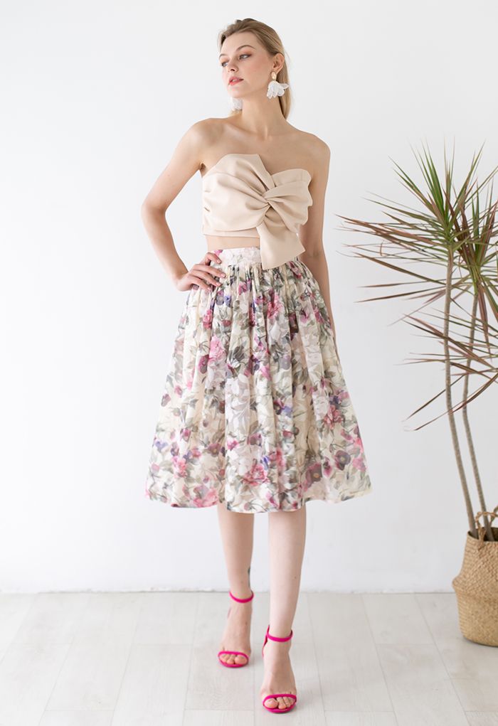 Fragrant Blossom Jacquard Organza Midi Skirt