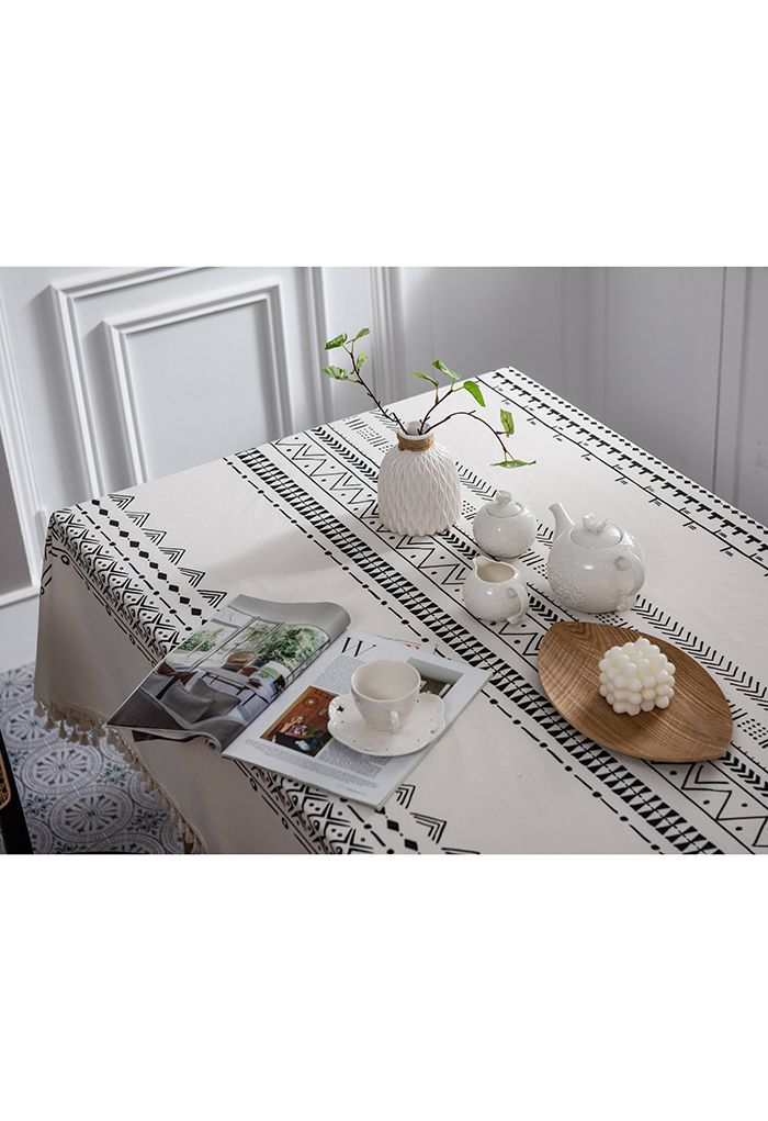 Bohemian Tassel Edge Rectangular Tablecloth