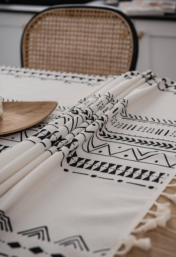 Bohemian Tassel Edge Rectangular Tablecloth