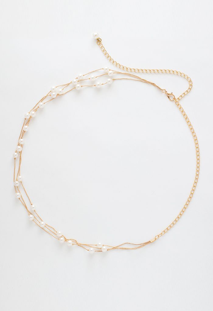 Pearl Layered Gold Chain Belt