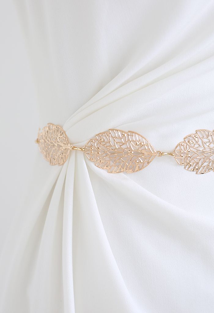 Golden Leaf-Shape Metal Chain Belt