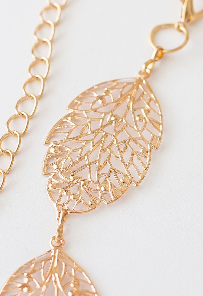 Golden Leaf-Shape Metal Chain Belt