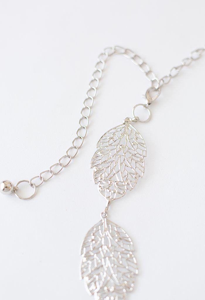 Silver Leaf-Shape Metal Chain Belt