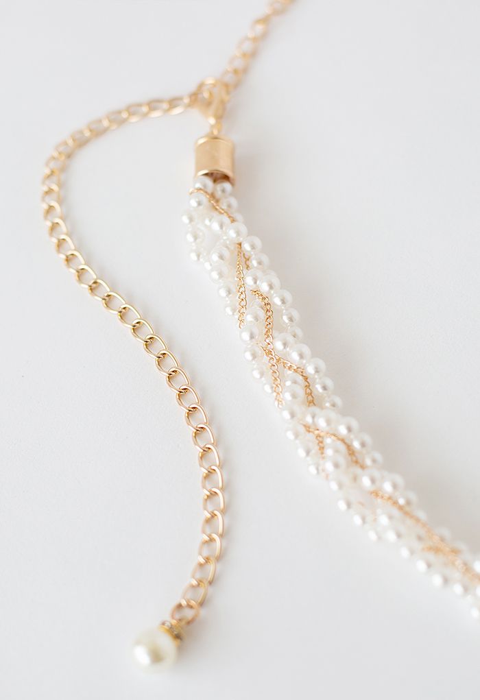 Pearl Beading Metal Chain Belt