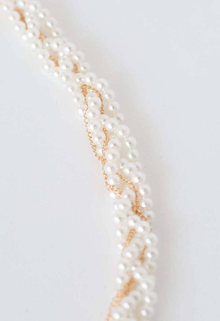 Pearl Beading Metal Chain Belt