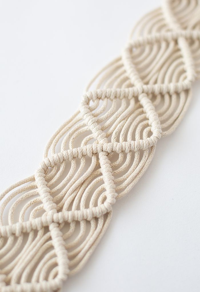 Boho Rattan Braided Belt in Ivory