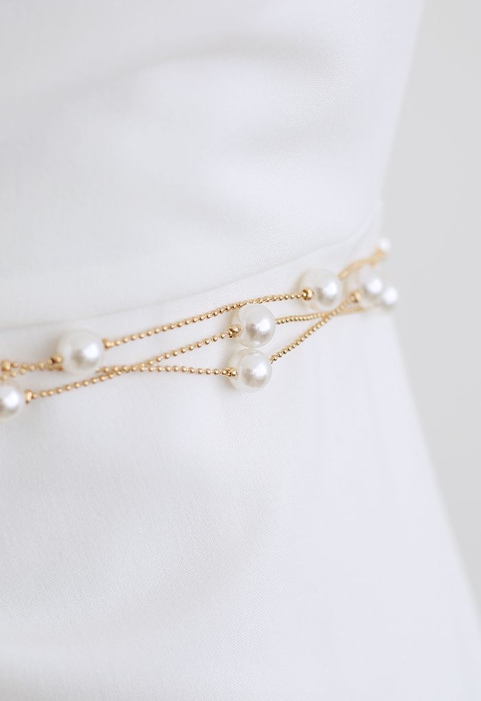 Pearl Layered Gold Chain Belt