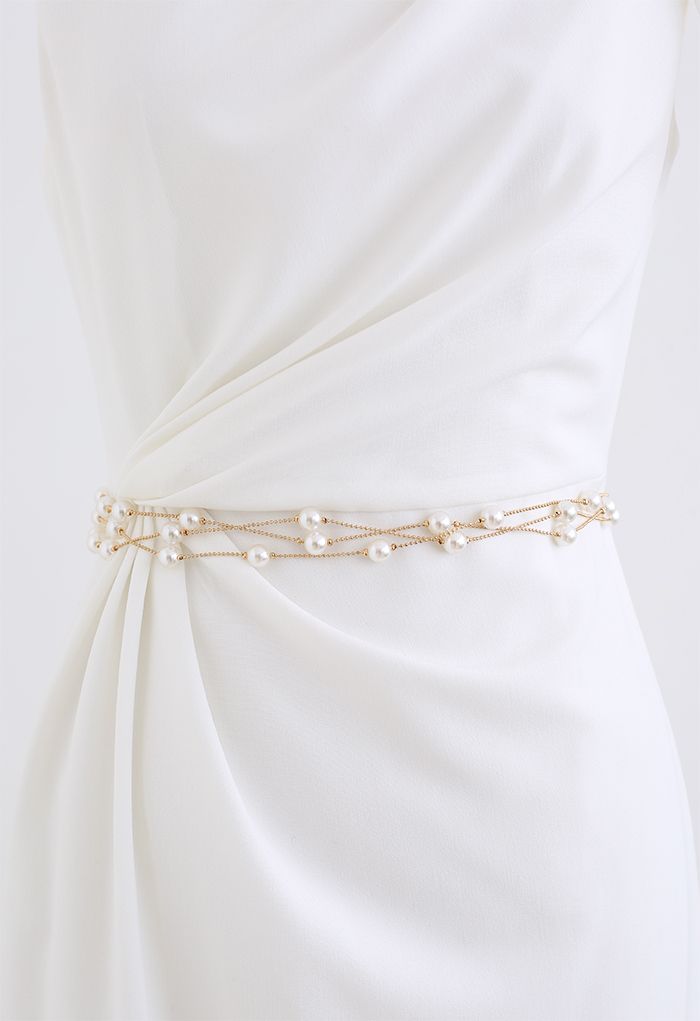 Pearl Layered Gold Chain Belt