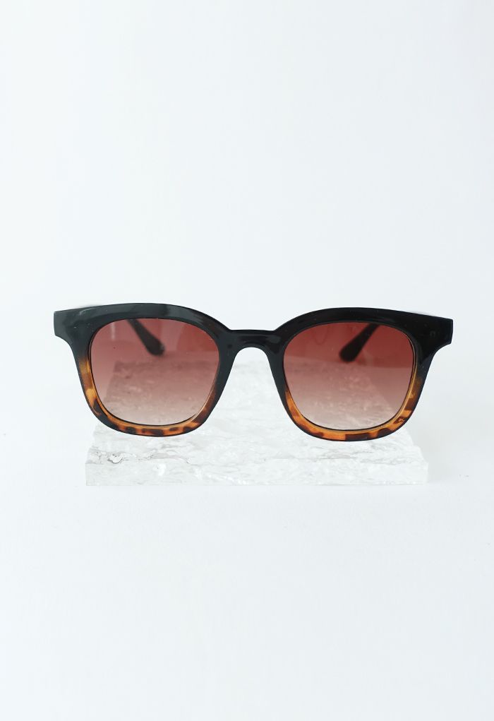 Gradient Lens Wide-Rim Rectangle Shape Sunglasses