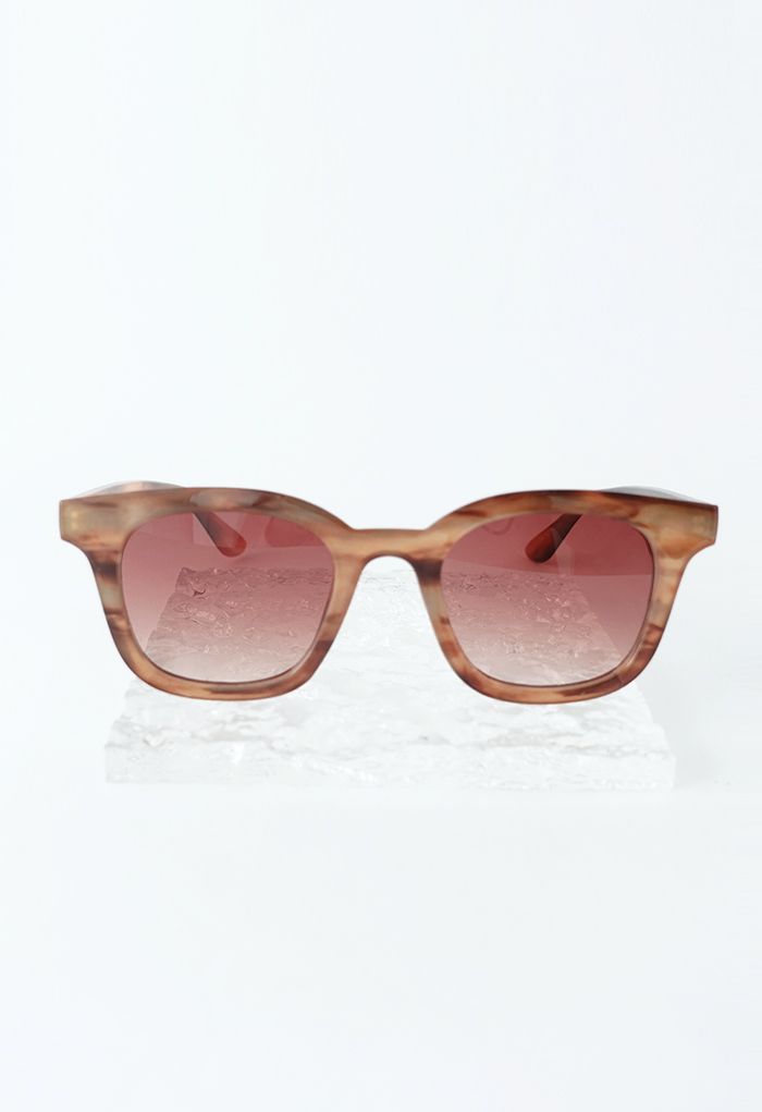 Gradient Lens Wide-Rim Rectangle Shape Sunglasses