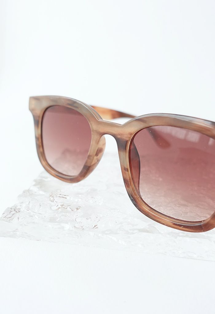 Gradient Lens Wide-Rim Rectangle Shape Sunglasses