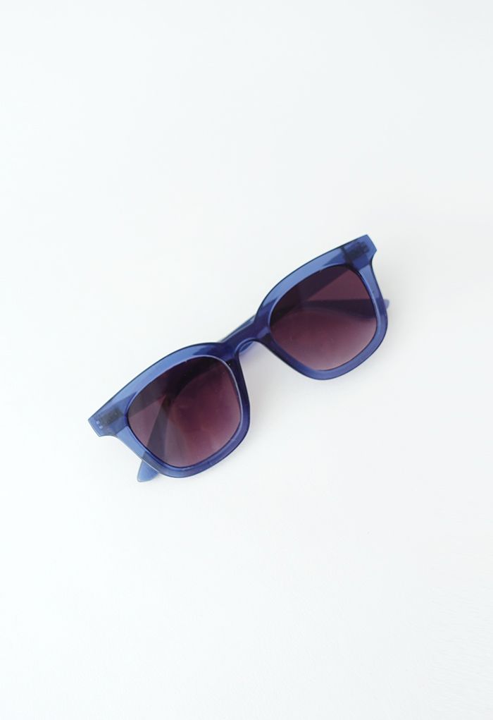 Gradient Lens Wide-Rim Rectangle Shape Sunglasses