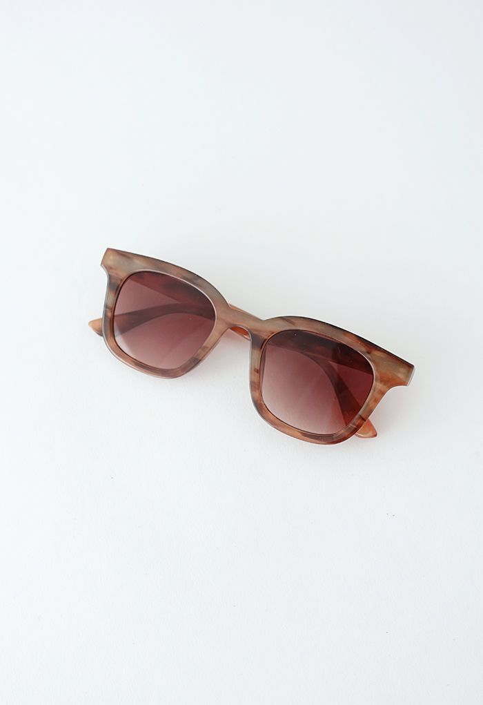 Gradient Lens Wide-Rim Rectangle Shape Sunglasses