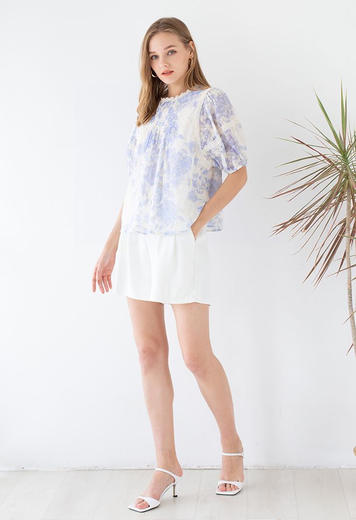 Self-Tie String Side Pocket Shorts in White