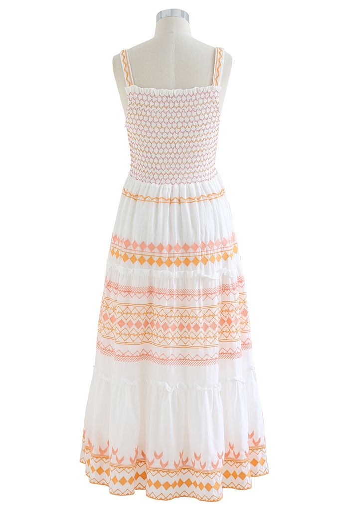 Beach Vacay Diamond Embroidery Frilling Cami Dress