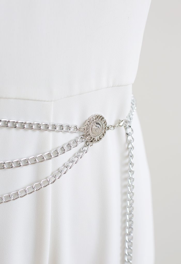 Silver Coin Multilayer Chain Belt