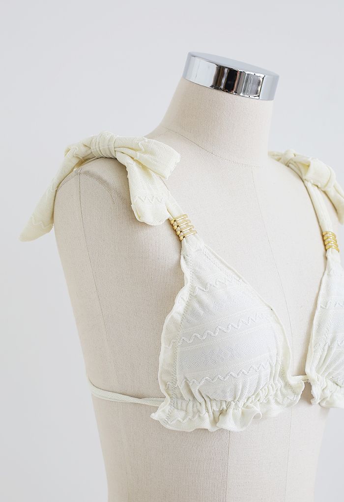 Ruffle Edge Bowknot Triangle Bikini Set