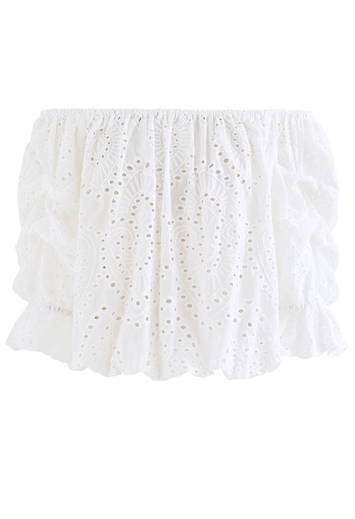 Summer Loving Eyelet Off-Shoulder Crop Top