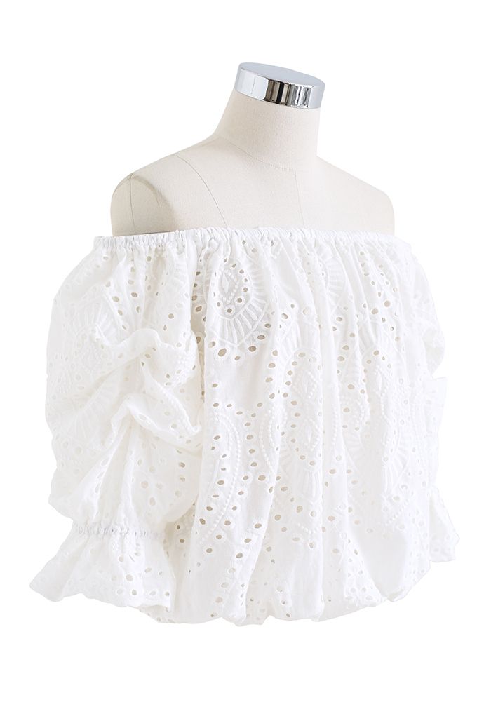 Summer Loving Eyelet Off-Shoulder Crop Top