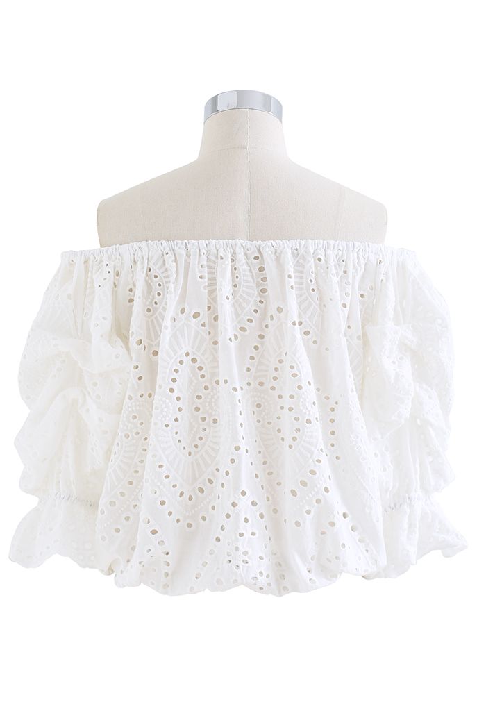 Summer Loving Eyelet Off-Shoulder Crop Top