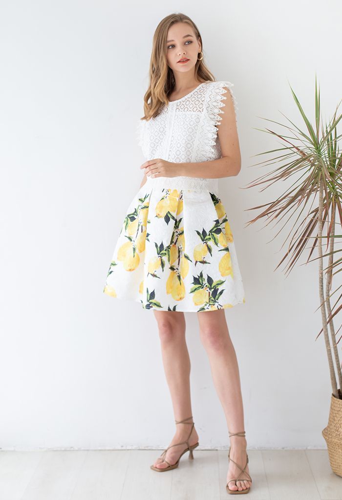 Crochet Lacey Sleeveless Crop Top in White