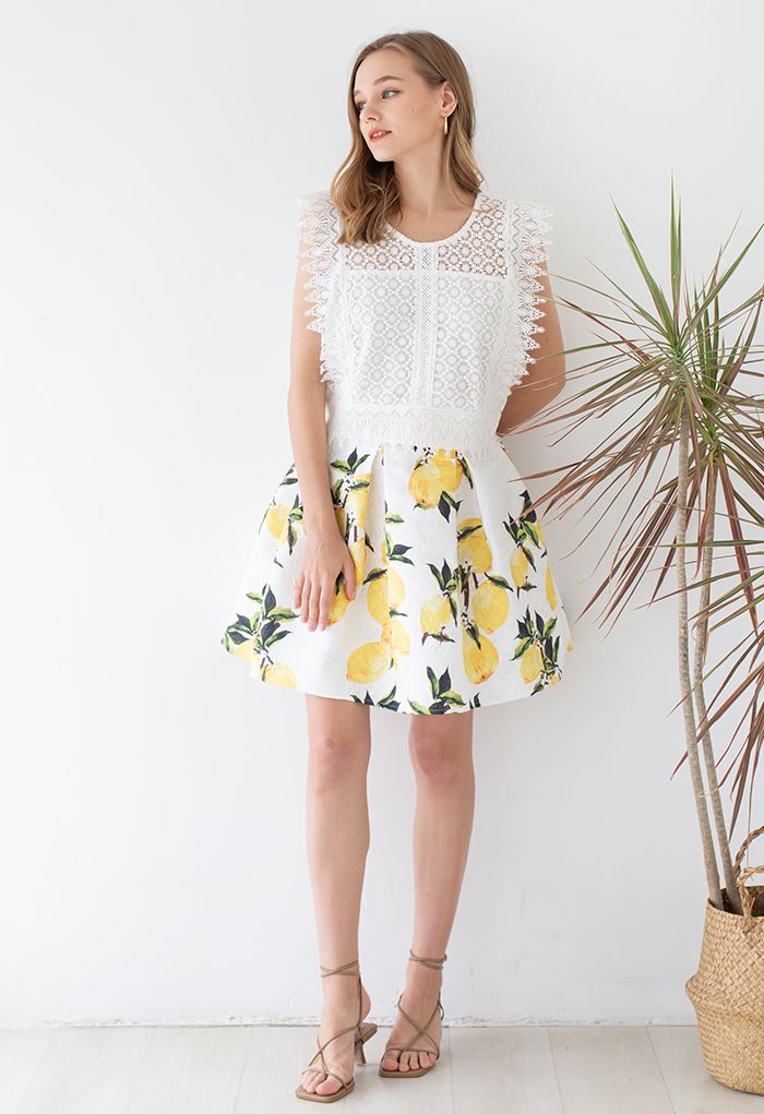 Crochet Lacey Sleeveless Crop Top in White