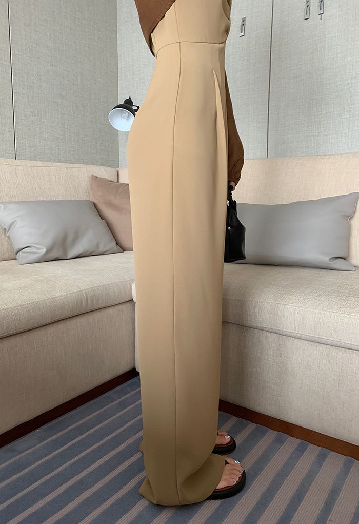 Strapless Jumpsuit and Bolero Shrug Top Set in Caramel