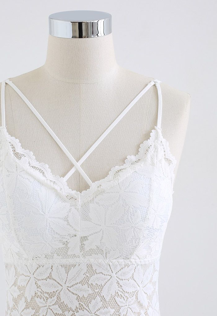 Blossom Lace Cami Bustier Top in White