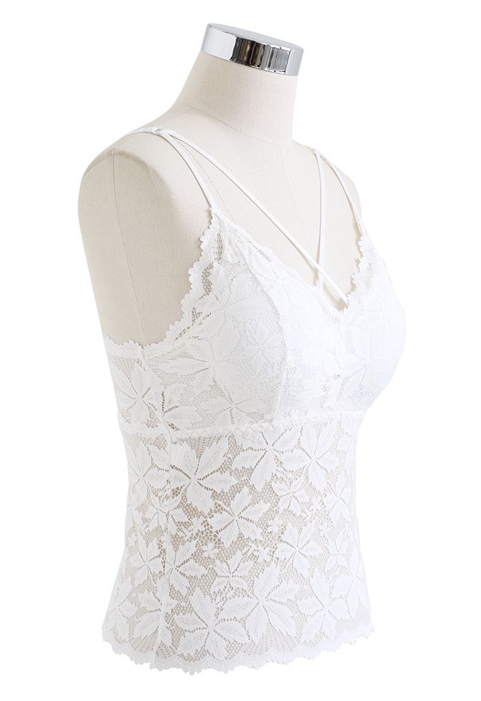 Blossom Lace Cami Bustier Top in White