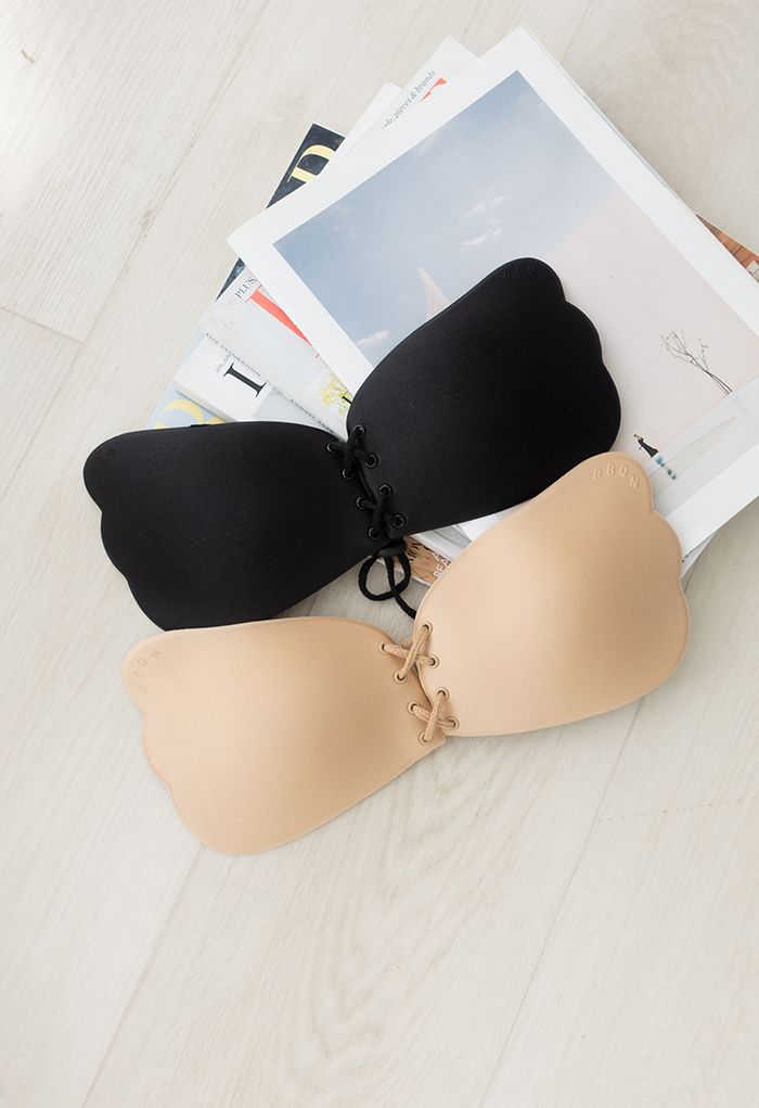Drawstring Push Up Sticky Nude Bra 