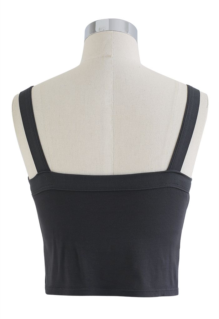 Soft V-Neck Crop Tank Top in Smoke