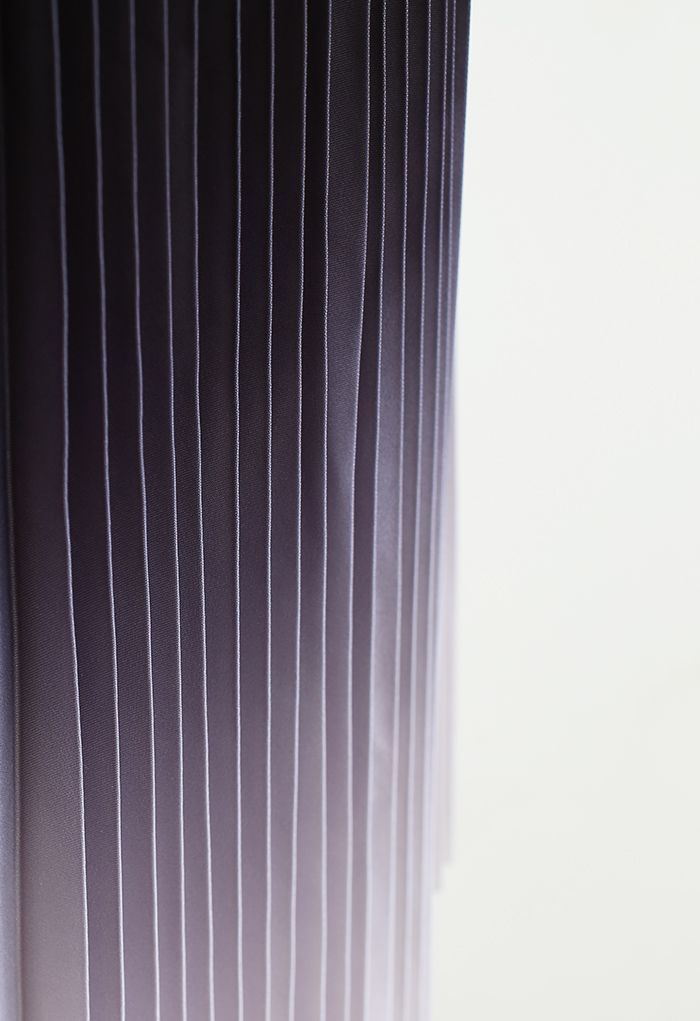Black Gradient Pleated Midi Skirt
