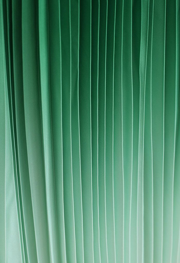 Green Gradient Pleated Midi Skirt