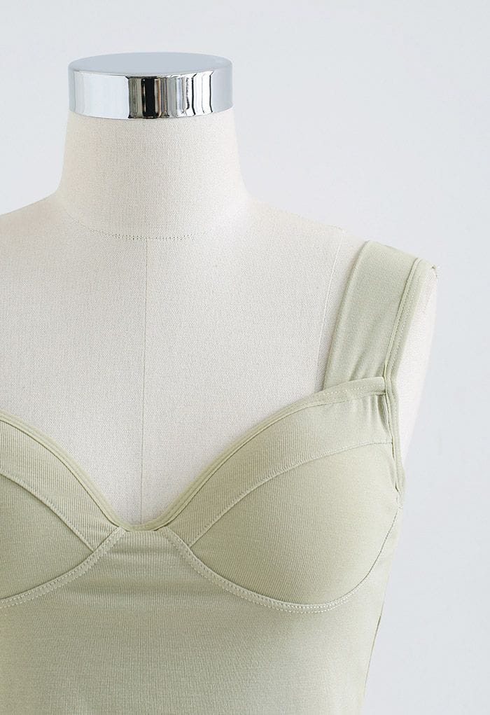 Solid Color Bustier Tank Top in Pea Green
