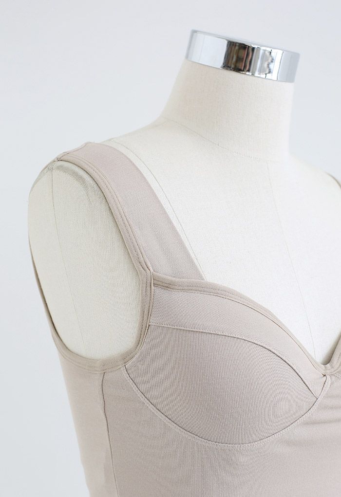 Solid Color Bustier Tank Top in Taupe