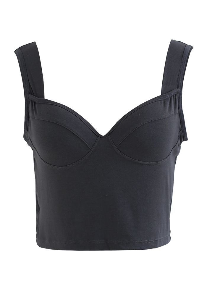 Solid Color Bustier Tank Top in Smoke