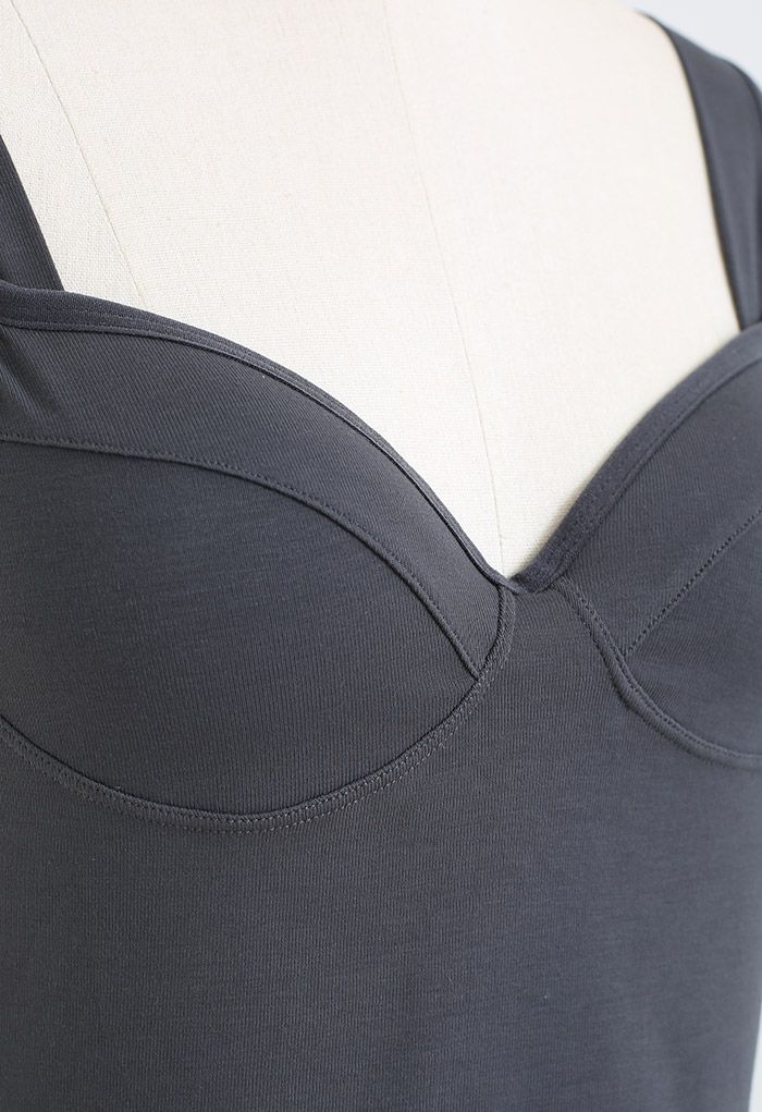 Solid Color Bustier Tank Top in Smoke