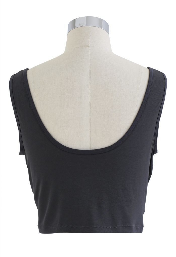 Solid Color Bustier Tank Top in Smoke