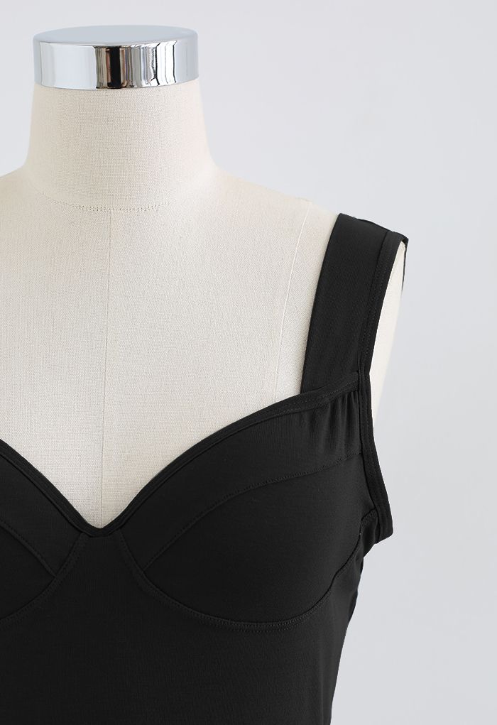 Solid Color Bustier Tank Top in Black